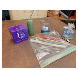 Miscellaneous candles and relay for life glass