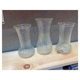 Three glass vases