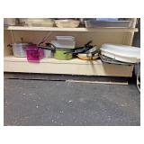 Contents of shelf number for to include green pot