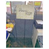 Towel rack and shower room sign