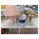 Hair curlers lamp and candlesticks