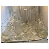 2 pair cream and sugar various pressed and etched