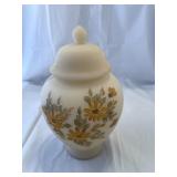 Fenton handpainted small humidor Vaseline and