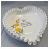 Fenton hand painted 50th anniversary fluted clear