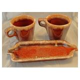 Hull brown drip mugs and corn dish as is
