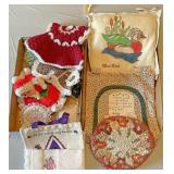 Handmade duck chair pillow hook rug trivet and