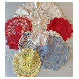 Handmade various size scalloped edge doilies