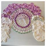 Handmade various sized doilies with scalloped
