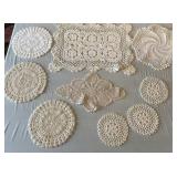 Handmade various size and shape doilies