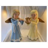 Hand painted pottery angels