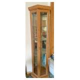 Narrow mirrored and lighted Curio cabinet with