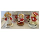 Campbell kids Figurines and tin salt and pepper