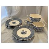 Flow blue miscellaneous dishes
