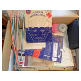 Box of various knitting supplies needles circular