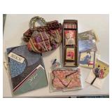 Gifted Japanese items, handmade fan, purses, a