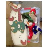 tub of frosty Christmas decorations