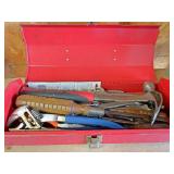 Hammer handtools and wrenches red toolbox