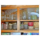 Two shelves miscellaneous glassware
