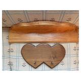 Larger oak wall shelf and heart shaped shelf