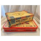 Tin and cigar box
