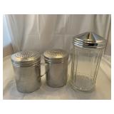 Tin shakers and sugar container