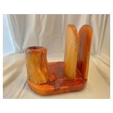 Handmade cedar toothpick and napkin holder
