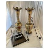 Metal vases hand-painted wall plate hanger and
