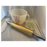 Tupperware measuring cup, funnel and copper