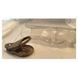 Primitive working metal mouse trap and Glass