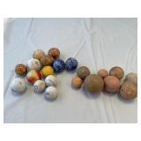 Various size clay and porcelain marbles