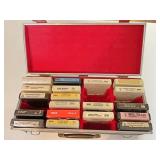 Eight track tapes with case