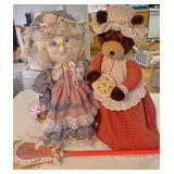 One granny doorstop one bear broom holder and