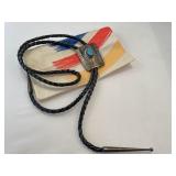Turquoise and silver bolo tie