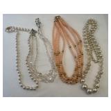 Glass beads and pearls necklaces