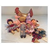 Kewpie doll pouty face doll and other items