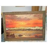28 1/2 x 40 1/2 ocean scene at sunset print by