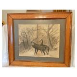 Double stag Shaded pencil sketch no name