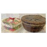 Vintage sewing box and heart shaped box