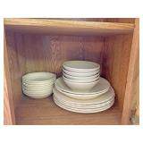 All dishes on bottom shelf
