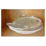 Serving dishes and other on top shelf