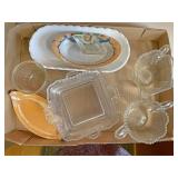 Box of miscellaneous glassware cream and sugar,