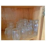 Juice cups and other "H" etched Glasses top shelf