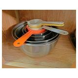 Stainless steel mixing bowls and plastic