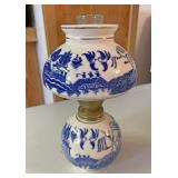 Flow blue miniature oil lamp