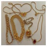 Plated gold necklaces various sizes one cameo