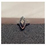 ladies black onyx and diamond ring size unknown