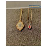 Ruby and blue ice stones necklaces