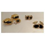 Black onyx cufflinks and tie tacs