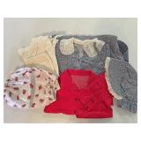 Dress, bonnet, bloomers and shirt for larger