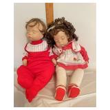 Porcelain and cloth body twins sleeping
